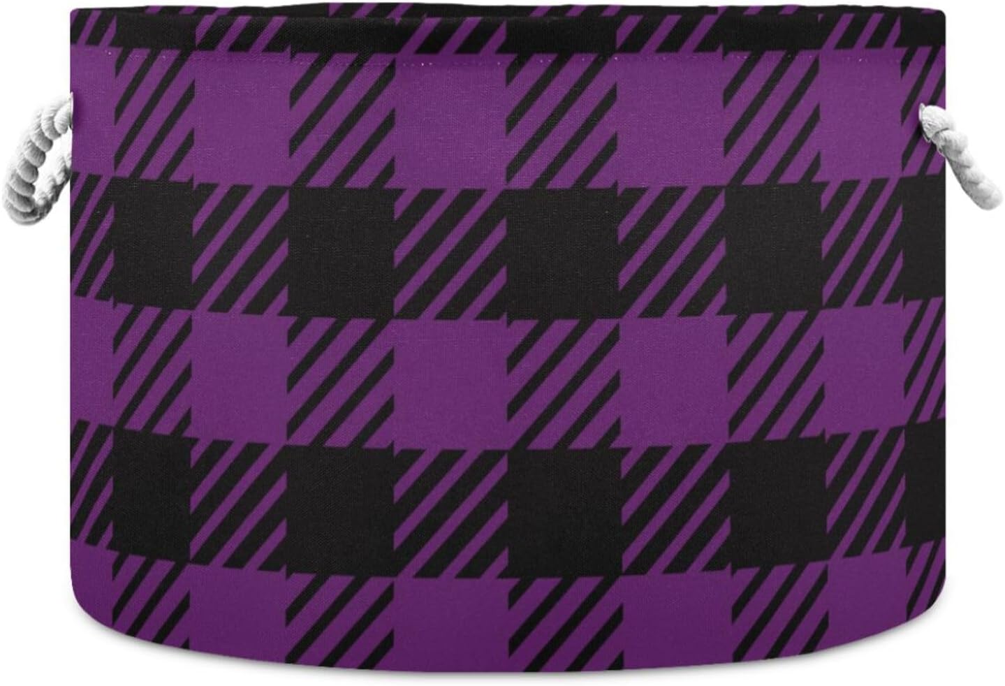ZRWLUCKY Großer Spielzeug-Aufbewahrungskorb, 50,8 x 35,6 cm, stabiler Canvas-Wäschekorb für Klassenzimmer, Zuhause, Büro, Aufbewahrungs-Organizer für Spielzeug, Kleidung, Bücher, lila / schwarz,